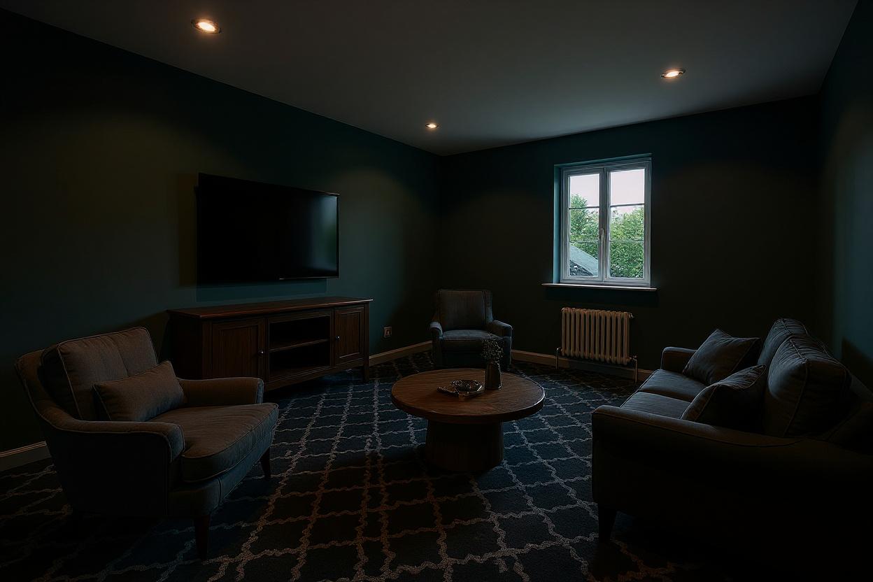 Home staging home cinéma : ambiance Dark Academia