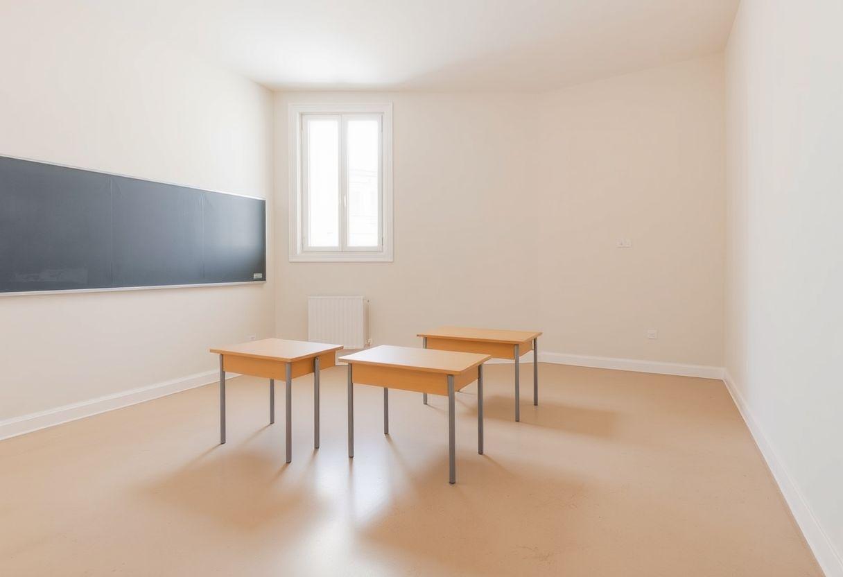 Salle de classe vide, avant home staging