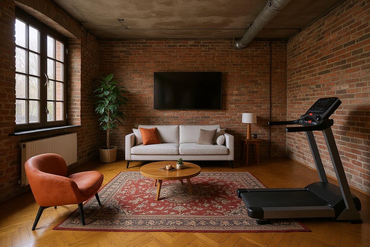 Home staging home gym : ambiance Loft new-yorkais