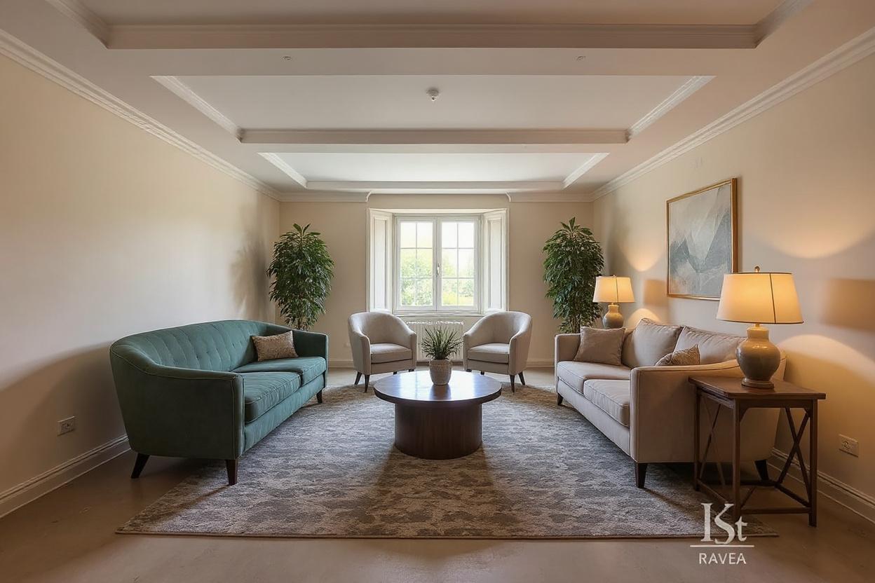 Lobby d'hôtel après home staging virtuel avec ChangeTonIntérieur