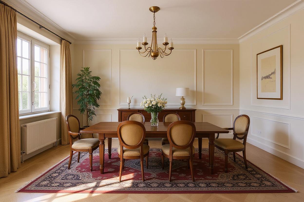 Home staging salle à manger : ambiance Haussmannien