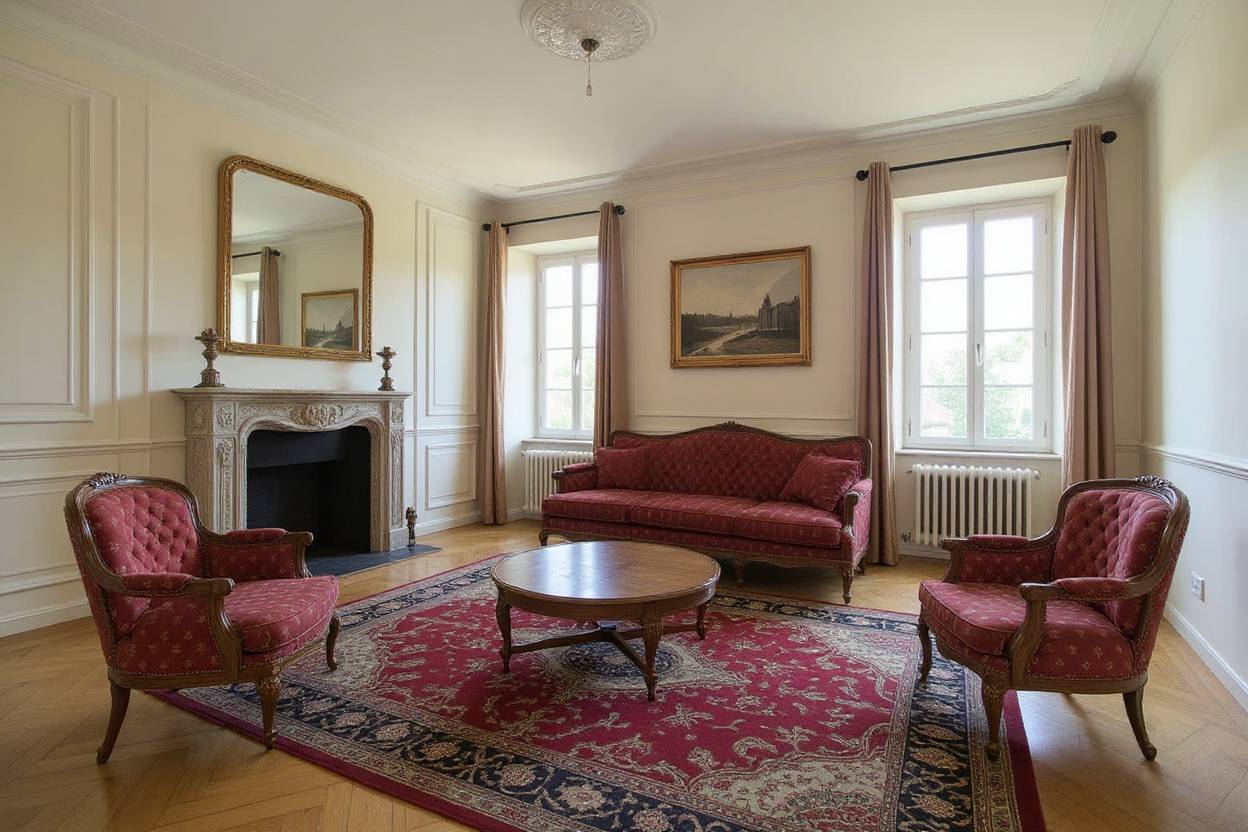 Salon aménagé virtuellement en style Haussmannien